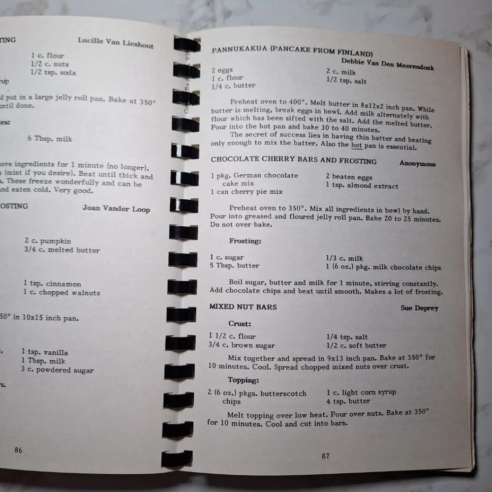 Bay Settlement Wisconsin Parish Cook Book Recipes Scratch Holy Cross Vintage 80s